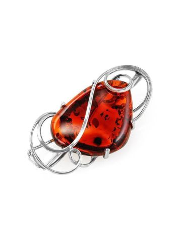 Sterling Silver Brooch With Handcrafted Amber Stone The Rialto, image 