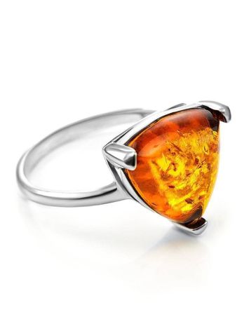 Cute Silver Ring With Cognac Amber The Etude, Ring Size: 12 / 21.5, image 