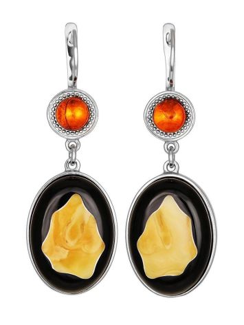 Drop Amber Earrings In Sterling Silver The Panther, image 