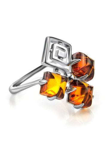Cognac Amber Ring In Sterling Silver The Vernissage, Ring Size: 6 / 16.5, image 