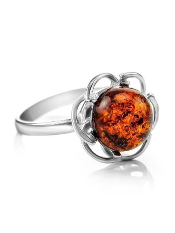 Charming Amber Ring In Sterling Silver The Daisy, Ring Size: 12 / 21.5, image 