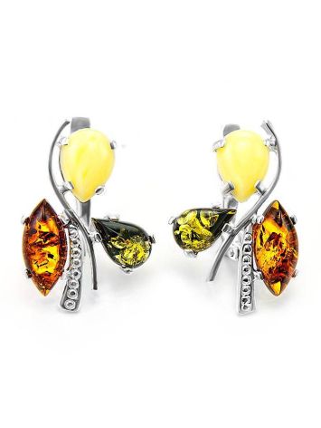 Bold Multicolor Amber Earrings In Sterling Silver The Verbena, image 