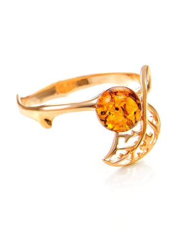 Gold-Plated Ring With Cognac Amber The Florina, Ring Size: 12 / 21.5, image 