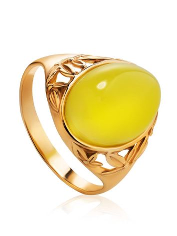 Oval Amber Ring In Gold-Plated Silver The Carmen, Ring Size: 12 / 21.5, image 