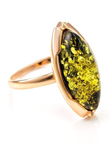 Luminous Amber Ring In Gold-Plated Silver The Ballade, Ring Size: 5.5 / 16, image 