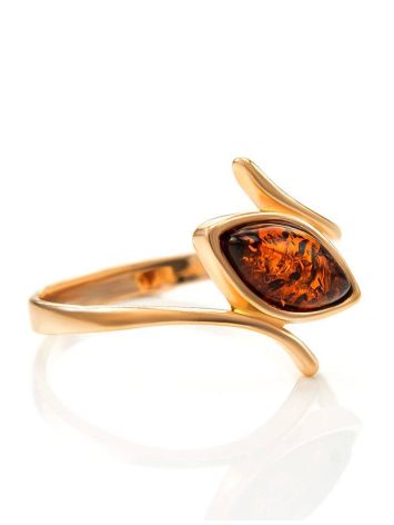 Elegant Amber Ring In Gold-Plated Silver The Adagio, Ring Size: 8.5 / 18.5, image 