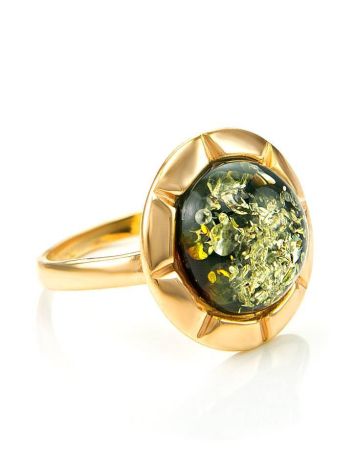 Gold-Plated Silver Ring With Green Amber The Zephyr, Ring Size: 12 / 21.5, image 