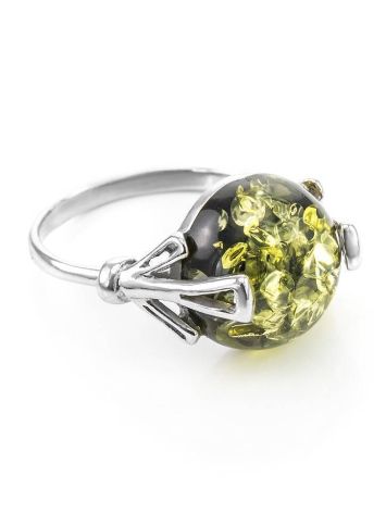 Bright Green Amber Ring In Sterling Silver The Lucia, Ring Size: 13 / 22, image 