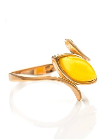 Refined Gold-Plated Ring With Honey Amber The Adagio, Ring Size: 6 / 16.5, image 