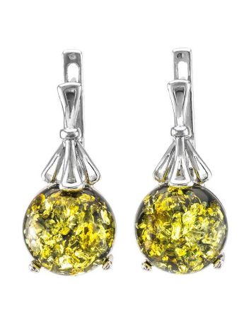 Green Amber Earrings In Sterling Silver The Lucia, image 