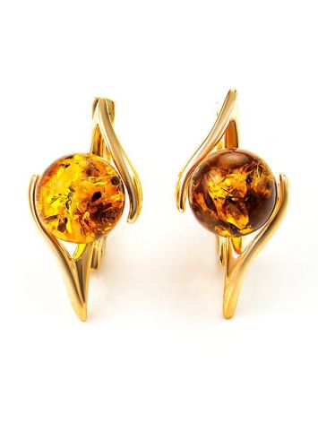 Gold-Plated Earrings With Cognac Amber The Aldebaran, image 