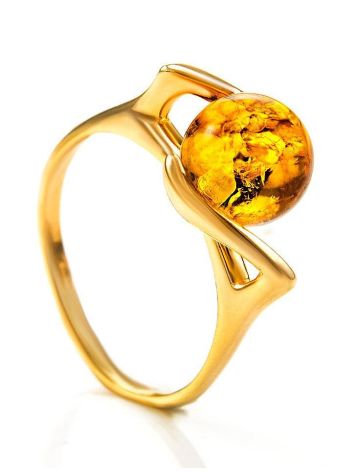 Bright Amber Ring In Gold-Plated Silver The Aldebaran, Ring Size: 10 / 20, image 