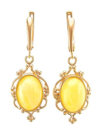 Gold-Plated Dangle Earrings With Butterscotch Amber The Carmen, image 