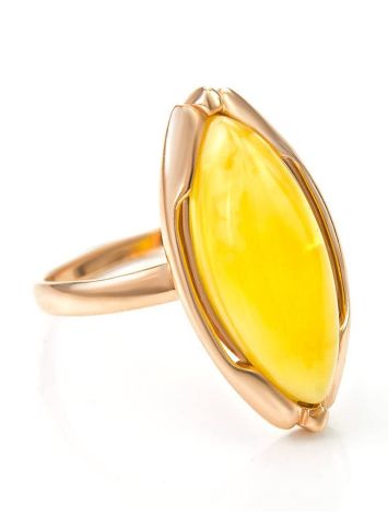 Luminous Amber Ring In Gold-Plated Silver The Ballade, Ring Size: 11.5 / 21, image 