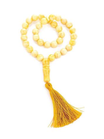 Muslim 33 White Amber Prayer Beads, image 