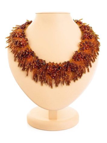 Cherry Amber Necklace With Brown Glass Beads The Fable, image 