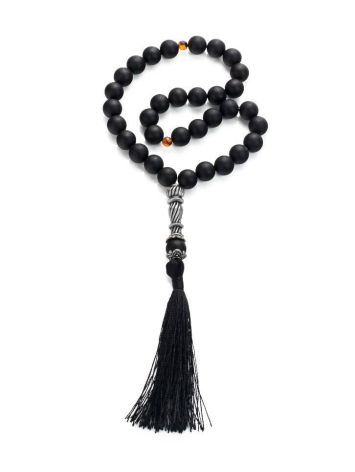 Islamic 33 Black Amber Prayer Beads The Cuba, image 