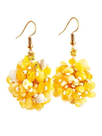Braided Drop Earrings With Honey Amber And Glass Beads The Fable, image 