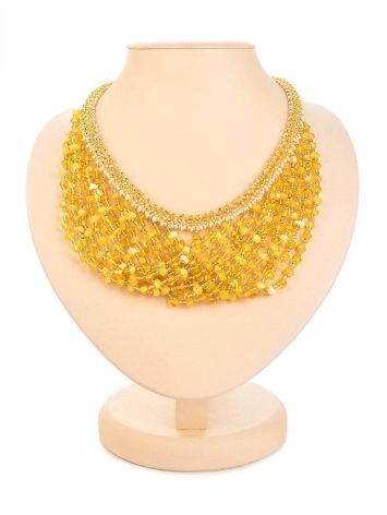Handcrafted Amber Necklace With Yellow Glass Beads The Fable, image 