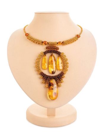 Handcrafted Lemon Amber Necklace With Beads The Fable, image 
