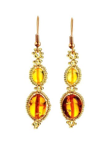 Multicolor Amber Braided Earrings With Glass Beads The Fable, image 