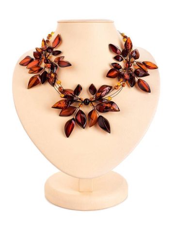 Cherry Amber Floral Necklace The Primula, image 