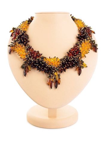 Multicolor Amber Necklace With Small Glass Beads The Fable, image 
