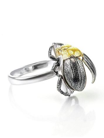 Green Amber Ring In Sterling Silver Ring The Scarab, Ring Size: 10 / 20, image 