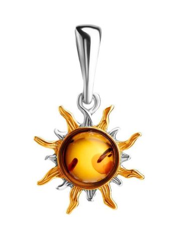 Sun Shaped Amber Pendant In Gold-Plated Silver The Helios, image 