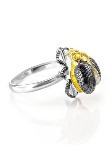 Amazing Silver Ring With Lemon Amber The Scarab, Ring Size: 11 / 20.5, image 