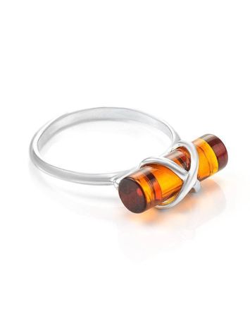 ​Cylindrical Cut Amber Ring In Sterling Silver The Scandinavia, Ring Size: 13 / 22, image 