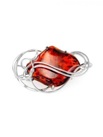 Bold Cognac Amber Brooch In Sterling Silver The Rialto, image 
