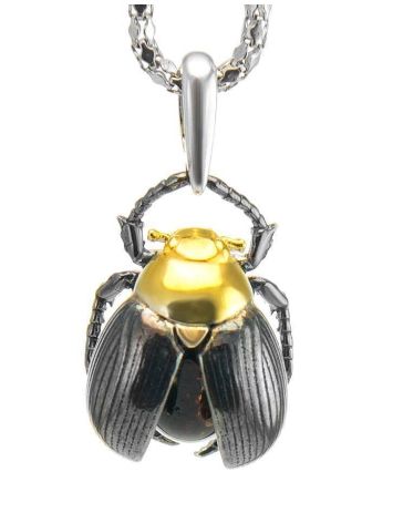 Cherry Amber Pendant In Sterling Silver The Scarab, image 