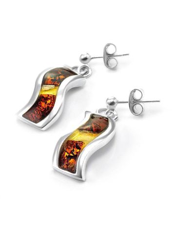 Amber Stud Earrings In Sterling Silver The London, image 