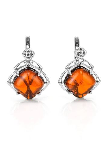 Bright Cognac Amber Earrings In Sterling Silver The Astoria, image 