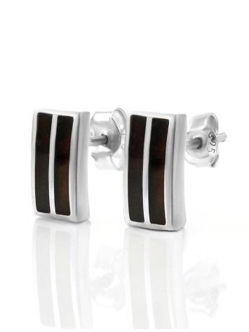 Amber Stud Earrings In Sterling Silver The London, image 