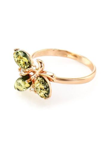Green Amber Ring In Gold With Crystals The Verbena, Ring Size: 7 / 17.5, image , picture 4