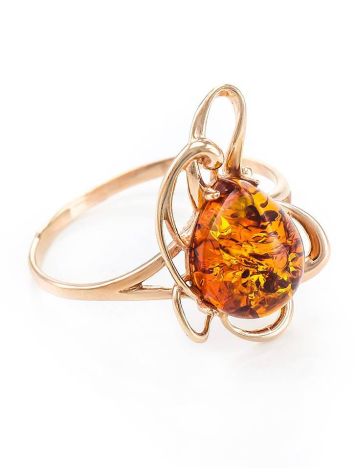 Bright Floral Amber Ring In Gold-Plated Silver The Daisy, Ring Size: 12 / 21.5, image 