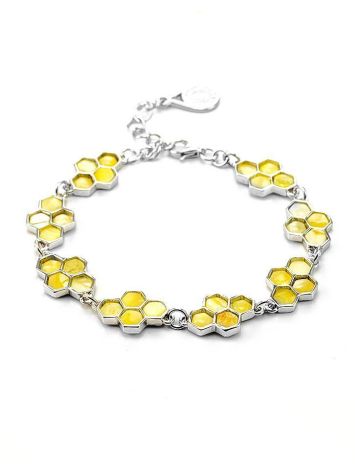 Link Amber Bracelet In Sterling Silver The Bee, image 