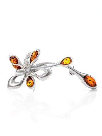 Sterling Silver Brooch With Cognac Amber The Verbena, image 