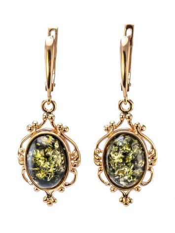 Drop Amber Earrings In Gold-Plated Silver The Carmen, image 