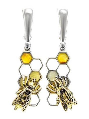Drop Amber Earrings In Sterling Silver The Bee, image 