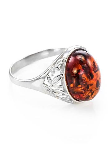 Cocktail Amber Ring In Sterling Silver The Carmen, Ring Size: 12 / 21.5, image 