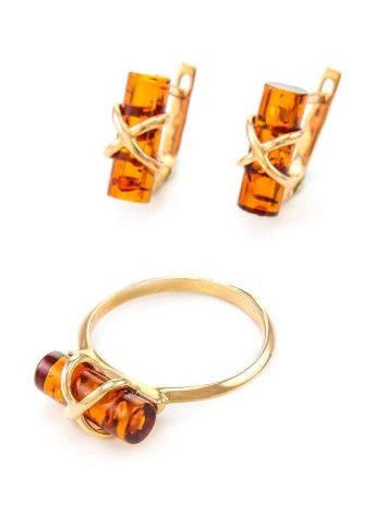 Amber Earrings In Gold The Scandinavia, image , picture 6