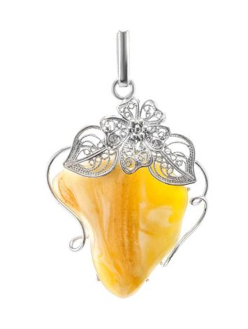 Handmade Amber Pendant In Sterling Silver the Dew ​, image 