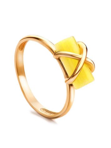 Cylindrical Cut Amber Ring In Gold The Scandinavia, Ring Size: 8 / 18, image 