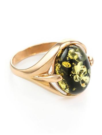 Refined Green Amber Ring In Gold The Astrid, Ring Size: 8.5 / 18.5, image 