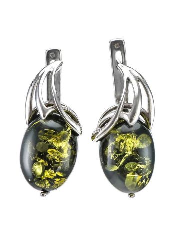 Green Amber Earrings In Sterling Silver The Palermo, image 