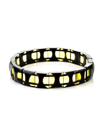 Geometric Two Toned Amber Stretch Bracelet, image 