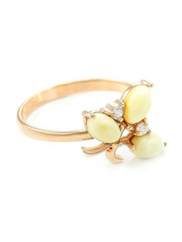 Floral Honey Amber Ring In Gold With Crystals The Verbena, Ring Size: 6 / 16.5, image 